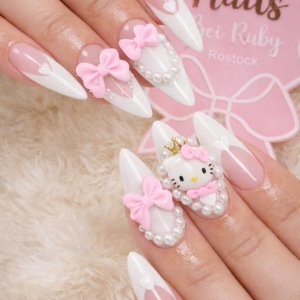 hello-kitty-princess-ngel-luxurises-3d-nail-design-mit-perlen-schleifen-stiletto-form